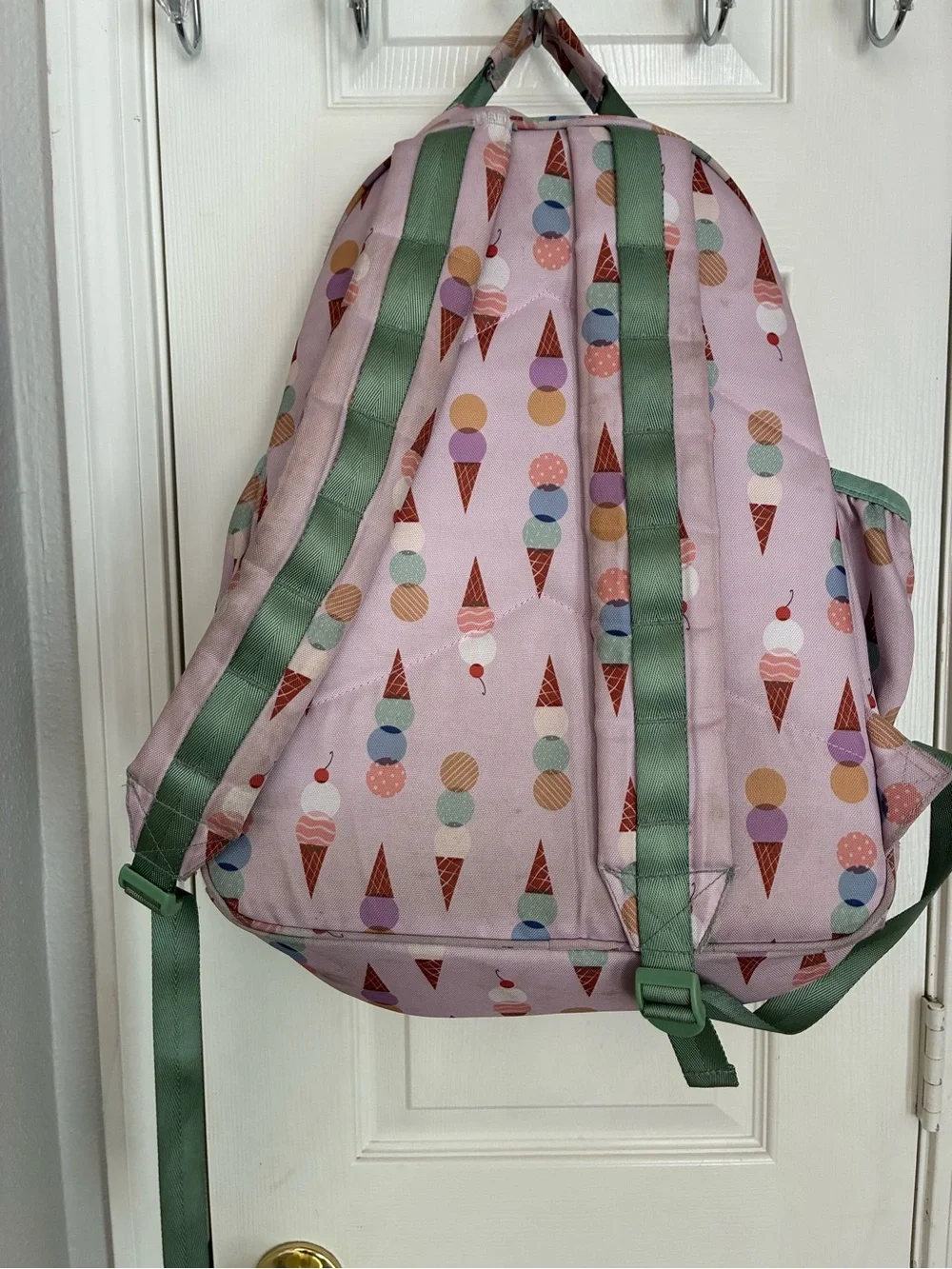 Crate&Barrel Pink Ice Cream Print Kids Backpack